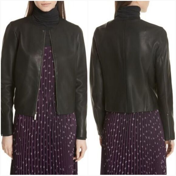 Vince Collarless Leather Jacket Size Sm - Picture 1 of 8